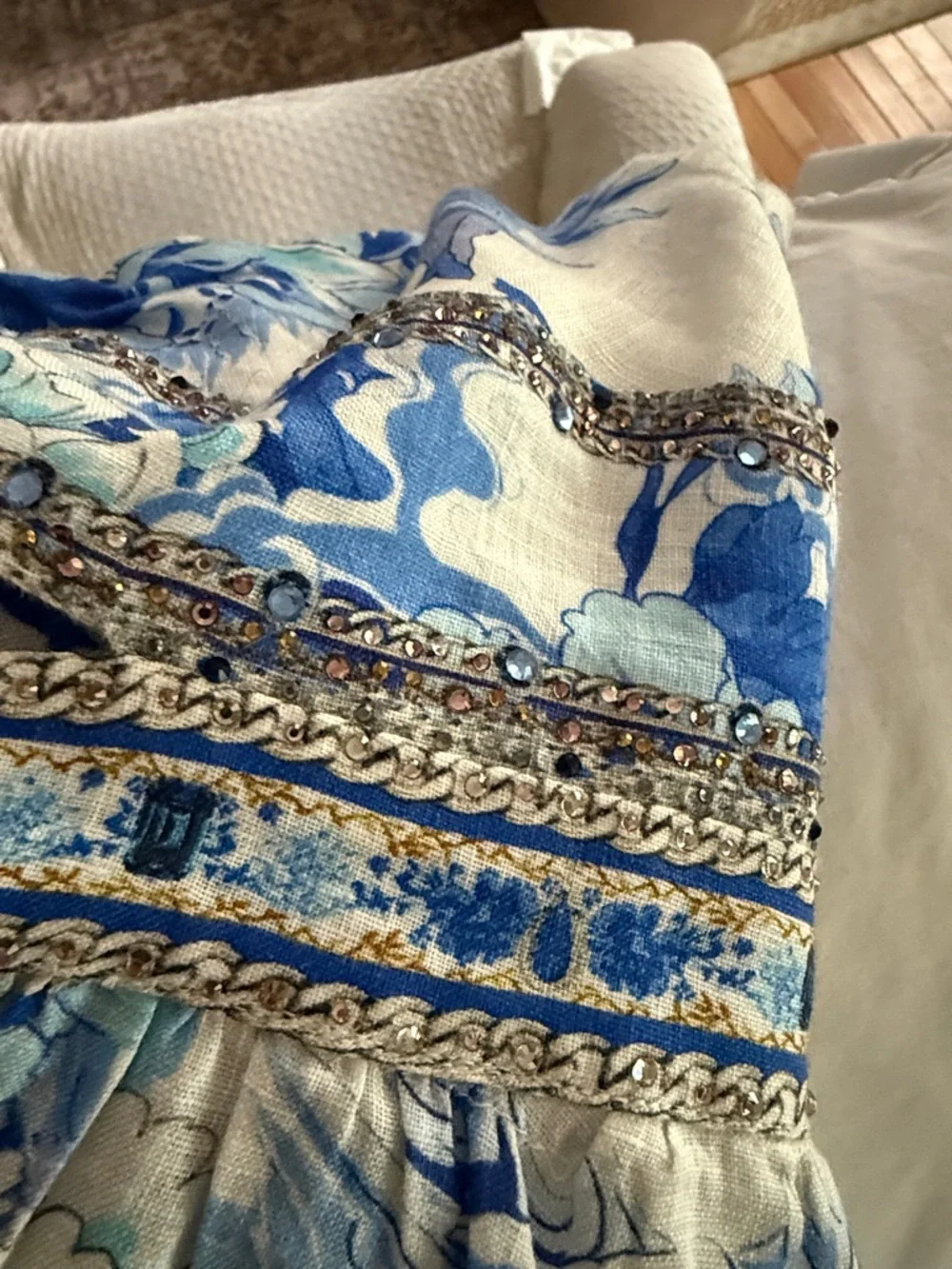 Camilla Blue🩵 and White Floral Cutout Mini Dress - Picture 9 of 12